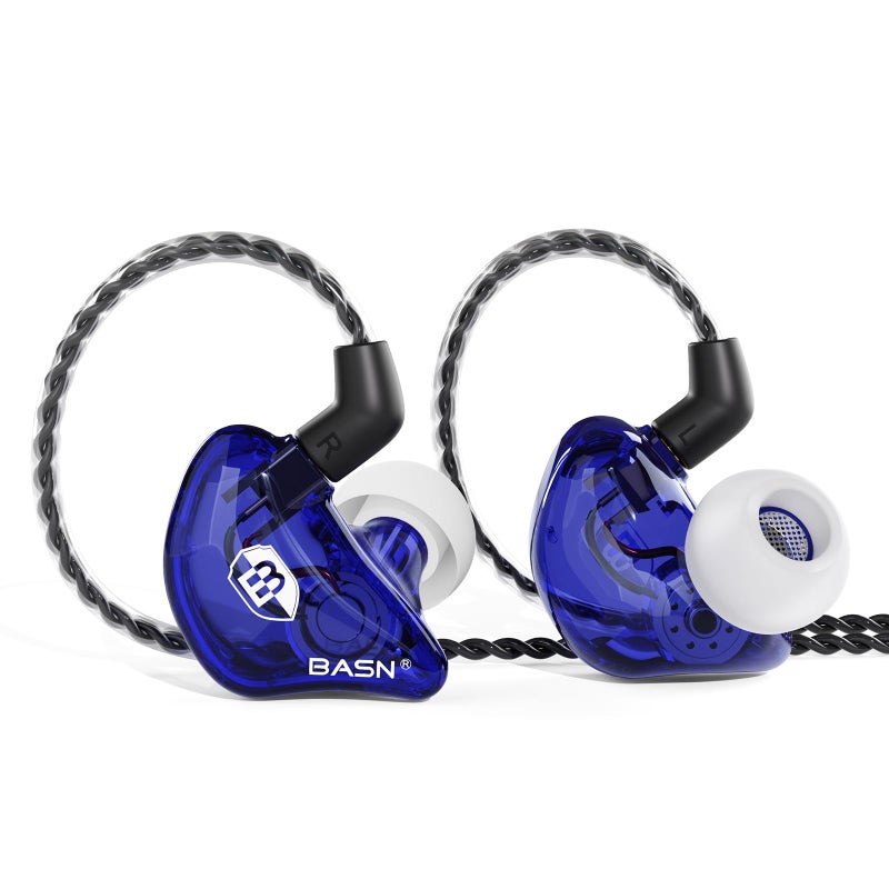 BASN Bsinger BC100 in Ear Monitor Headphones Universal Fit Noise Isolating IEM Earphones for Musicians Singers Studio Audiophiles (Blue) - Image 1